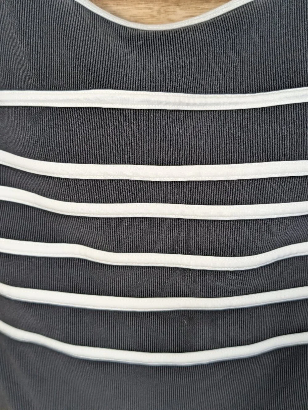 Gabar Black Tankini Top with White Striped Accents Size 10